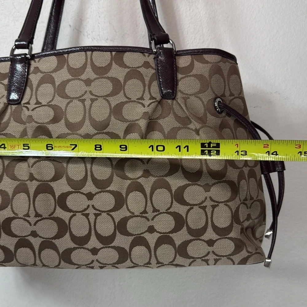 (X2) Coach, Brown shoulder bag with signature founded in 1941 - Picture 8 of 15